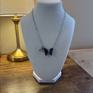 Purple Butterfly Charm Necklace Silver Chain Y2K Fairycore